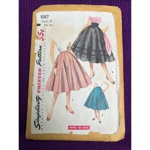 Simplicity 3560 pattern circle skirt 1950's waist 24 hip 33
